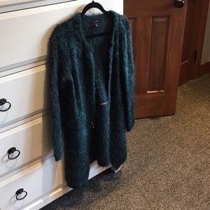 QED London green fuzzy sweater